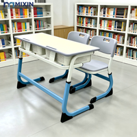 Bureau et chaise double pour étudiants en gros, mobilier scolaire personnalisable pour les élèves du primaire et du secondaire