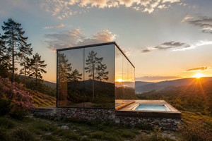 Casa Prefabricada Pequeña <span class=keywords><strong>con</strong></span> Espejo de Cristal, Cabina y Piscina, para Hoteles en Viñedos de Francia y Retiros <span class=keywords><strong>Rurales</strong></span>, Suministro OEM ODM - Product Image 3