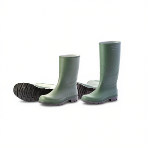 Bottes de pluie en PVC vert TTAKE avec semelle noire, chaussures de sécurité pour usage extérieur - Product Image 2