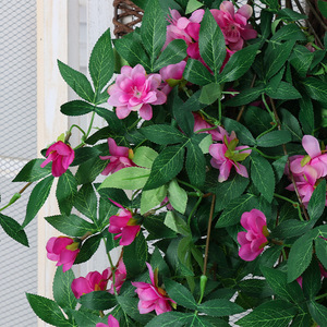 Azalea Artificial Colgante de Pared, Flor de Seda en Cesta Redonda, Decoración Interior para Bodas, 30cm-100cm, Planta Verde Reutilizable - Product Image 3