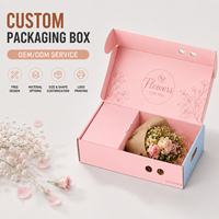 Boîte pliante personnalisée rose à motifs floraux avec insert pour fleurs, cosmétiques, aliments, cadeaux, logo imprimé, emballage de boîte cadeau pour envoi postal