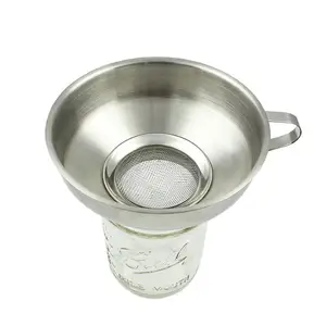 Hot sale Narrow mouth with strainer kitchen funnel set oil metal stainless steel funnel dispenser separation funnel