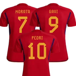 10 Pedri Spain National Soccer Jersey 2022 7 Morata 9 Gavi Shirts Mens Uniform Football Wear
