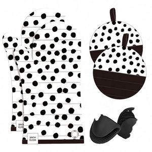 Ensemble de maniques et de protège-plats en silicone bleu à rayures coton, résistant à la chaleur, compatible lave-vaisselle, écologique, pour la cuisine et la pâtisserie - Product Image 3