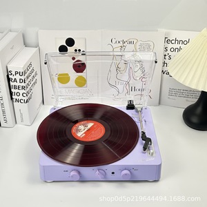 Vintage Vinyl Turntable Transparent Dustproof Cover Belt Drive 3 Speed BT 5.0 Built In Stereo <b>Speaker</b> Home Decor Vinyl Record - Product Image 5