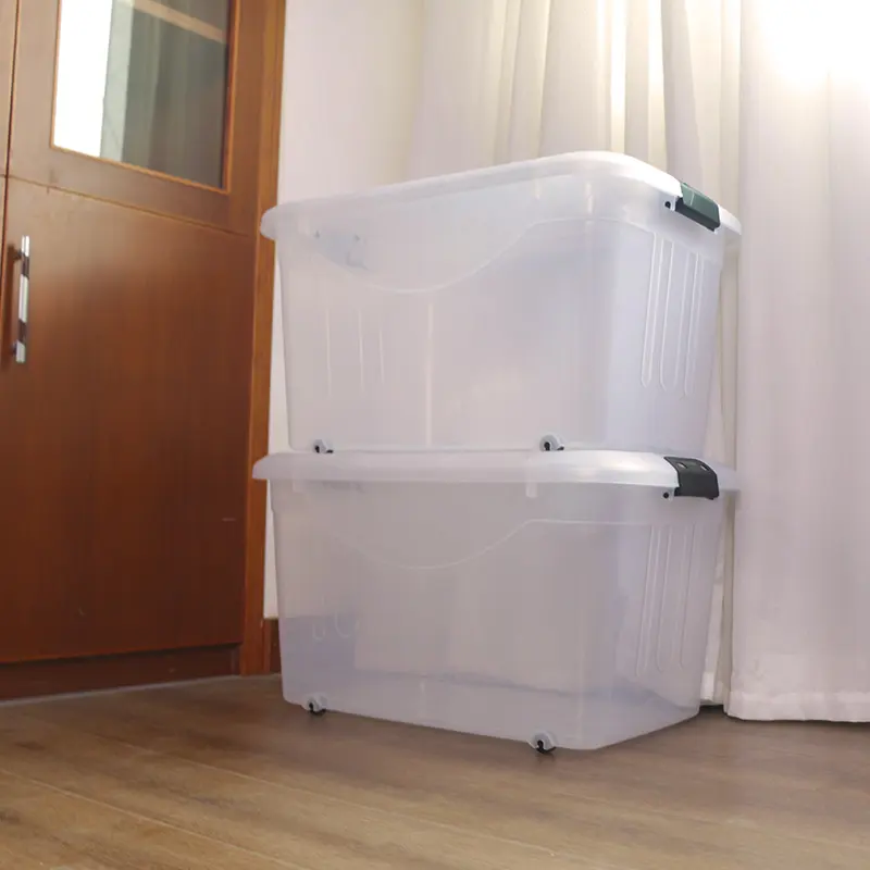 Caja de almacenamiento transparente para el hogar 58L Caja de clasificación de ropa grande Juguetes Ropa Contenedor de almacenamiento de plástico