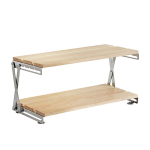 Ripai Folding Wooden <b>Desktop</b> Shelf 2 Tier Standing Type For Kitchen Storage - Product Image 2