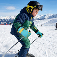 Gants de ski d'hiver pour enfants, imperméables, à écran tactile, en polyester, à doigts entiers, chauds, confortables, avec sangle de poignet réglable pour les sports de plein air