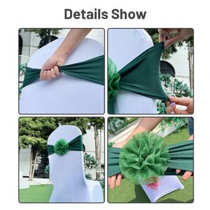 Sage Green Organza Chair Sashes Flower Shaped Spandex Chair <b>Bow</b> for Wedding Banquet - Product Image 5