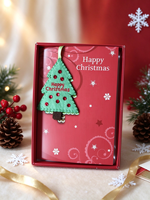 Carte de vœux de Noël personnalisée, ornement en feutre fait main, message personnalisé, design festif, carte de vœux en papier pour la famille