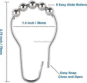 Anelli decorativi per doccia in acciaio inossidabile ganci per tende da bagno in metallo e Nickel