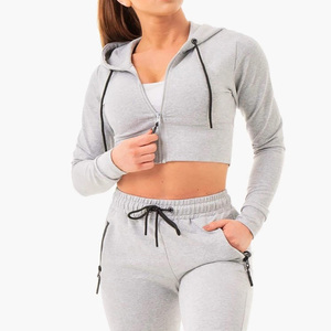Última Colección Primavera 2025, Sudadera con Capucha para Mujer, Anti-Pilling, Forrada, Hombros Caídos, Cierre de Cremallera, Corta, Color Sólido, Manga Larga, Holgada - Product Image 4
