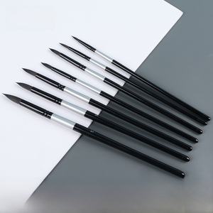 Pinceaux de peinture Giorgione personnalisables, lot de 10, formes variées, manche en bois avec poils en nylon et virole, pour peinture à l'huile et acrylique - Product Image 2