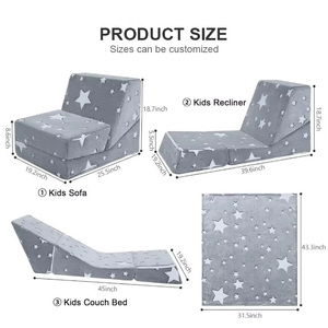 Sofás de Espuma Plegables 2 en 1 Personalizados OEM para Niños, Silla <span class=keywords><strong>Plegable</strong></span> Suave para Niños Pequeños, Cómodo Sofá Convertible para Niños que se Convierte en <span class=keywords><strong>Tumbona</strong></span> de Piso - Product Image 2