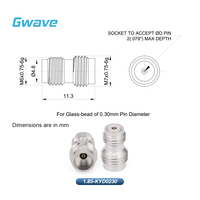 Connecteur RF femelle Gwave 1,85 mm pour montage sur panneau, compatible avec les composants en acier inoxydable pour circuits imprimés, impédance 50 ohms, compatible DC-65 GHz, conforme RoHS