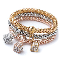 Lot 3 Couleurs Bracelets Élastiques pour Femmes Arbre Vie Cristal Hibou Clé Serrure Note De Musique Papillon Coeur Charme Bracelet À La Mode