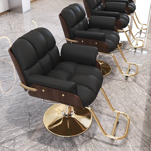 Silla de Oficina Ejecutiva de Alta Comodidad, Silla de Barbero Giratoria Moderna con Marco de Hierro y Material de PU Ajustable para Muebles de Salón - Product Image 6