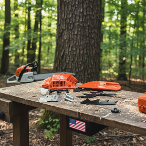 Kit Combinato di Copricatena, Piastra di Protezione, Collare e Viti per Avviamento a Strappo con Punte Grandi per Motoseghe Compatibili - Product Image 3