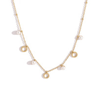 Collier en acier inoxydable avec pendentif circulaire en perle, dernier design, plaqué or 18 carats, pour femmes, vente en gros