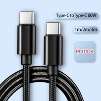Envío rápido 1M 3,3 pies Nylon trenzado USB C Cable 60W carga rápida tipo C para teléfono 16 15 14 13 pro Max teléfono móvil