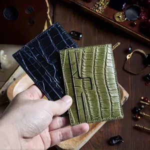<span class=keywords><strong>Porte</strong></span>-cartes en cuir Boshiho, portefeuilles en cuir véritable personnalisés pour hommes, motif crocodile, portefeuilles décontractés pour affaires - Product Image 2