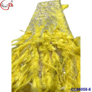 Lisami plume d'autruche avec des paillettes pour élégant luxe blanc mariage robe de mariée mode robe broderie tissu - Product Image 6