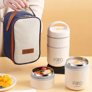 Edelstahl Vakuum Thermal Lunch Box mit isoliertem Lunch Bag Food Warmer Suppen becher Behälter Bento Box für Kinder Erwachsene