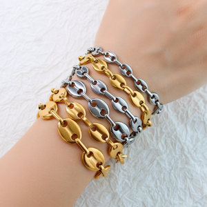 Collier en acier inoxydable plaqué or 18 carats avec chaîne à maillons en forme de grains de café |   Collier chaîne imperméable et durable en gros - Product Image 3