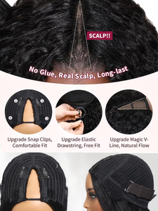 Vague de corps V partie perruque cheveux humains Clip sans colle en 100% vrais cheveux humains V-partie perruques sans colle sans coudre perruque pour les débutants amicale - Product Image 3