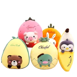 AIFEI TOY Fruit Doll Air Conditioning Set Essential For Office Cute Plush Pillow Quilt Flannel Lunch Blanket