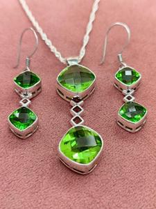 Natural <b>Crystal</b> Gemstone Pendant and Earring Jewelry Set with <b>Real</b> Quartz and 925 Sterling Silver Craftsmanship for Women’s - Product Image 1