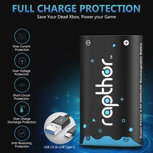 Rapthor 2X <span class=keywords><strong>Xbox</strong></span> One için 2500mAh şarj edilebilir denetleyici pil paketi/hızlı şarj ile serisi (2 pil paketleri + 1 şarj) - Product Image 3