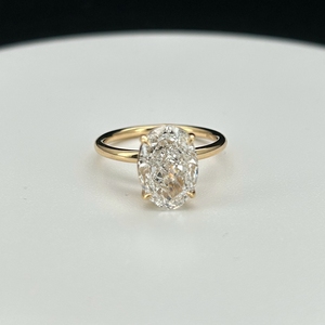 HQ Gems D VS1 IGI CVD Diamond 18K 14K Yellow Gold Oval <span class=keywords><strong>2</strong></span> Carat Lab Diamond Ring - Product Image 2