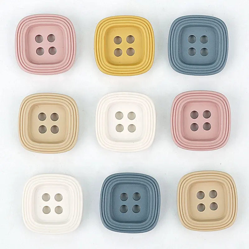 Garment Decoration Sewing Accessories Colorful Square Children Plastic Resin Buttons Wholesale