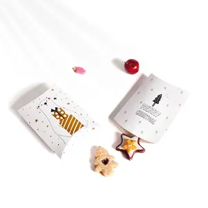 Logo personnalisé mignon cadeau bonbons écharpe fête de mariage blanc papier oreiller forme boîtes