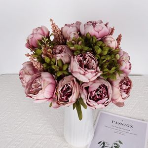 Fleurs de pivoine artificielles Meng Jie, 13 têtes, grandes fleurs en soie, décoration de mariage, décoration de la maison, accessoires de photographie - Product Image 3