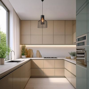 Juego de Gabinetes de Cocina Modernos en Forma de L, Lacados en Gris, con Despensa - Product Image 6