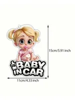 Autocollant en papier résistant aux UV pour voiture, motif dessin animé mignon, étanche, panneau d'avertissement, accessoires extérieurs pour pare-chocs et vitres de voiture