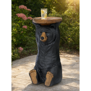 Table d'appoint en résine ETECHAN Bear Resin Pedestal W11 D11 H24 pour jardin et terrasse - Product Image 3