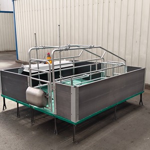 <span class=keywords><strong>Lit</strong></span> de maternité pour truies, direct usine, avec cadre en tuyaux galvanisés à chaud, boîte de réchauffement pour porcelets et mangeoire - Product Image 2