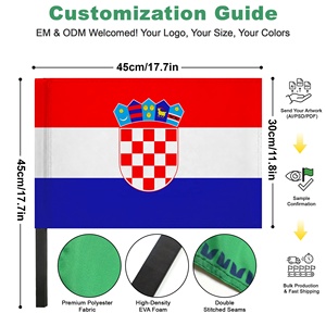 Drapeau croate imprimé 30x45cm en gros, en polyester durable avec poignée EVA de qualité supérieure, ultra flexible, pour rallye de <span class=keywords><strong>football</strong></span> - Product Image 2
