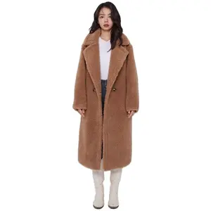 Wholesale teddy bear coat camel cashmere winter coat fur women's over coats for women