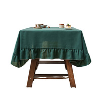 Nappe Rectangulaire RUNXIX Neuve en Lin Uni, Mélange de Polyester, Volants Anti-Poussière, Style Américain pour Salons et Maisons