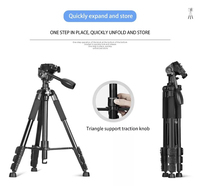 Tripod Kamera Kepala Fluida 360 Derajat, Ringan, Aluminium, Profesional untuk Perjalanan, Cocok untuk Kamera DSLR dan Ring Light