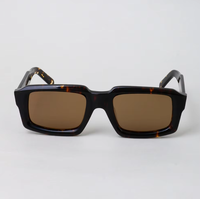 Lunettes de soleil carrées surdimensionnées avec verres colorés, monture carrée en acétate, verres polarisés UV400 dorés, unisexe, pour sports de plein air et conduite