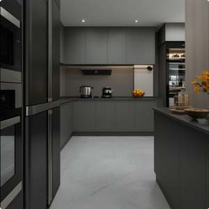 Muebles de Cocina Modernos Minimalistas 2025, Diseño Pequeño y Completo, Personalizado, en Forma de L, Gabinetes de Melamina con Fregadero - Product Image 3