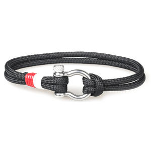 Bracciale da uomo con gancio per pesci in acciaio inossidabile con corda di Nylon colorata, bracciale con bracciale a treccia - Product Image 5