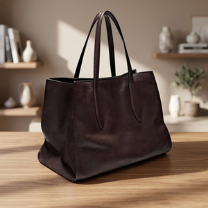 Pochette décontractée de luxe en cuir véritable pour femme, imperméable, avec fermeture éclair robuste, poignées solides, bandoulière, logo de marque personnalisé, grande taille - Product Image 1