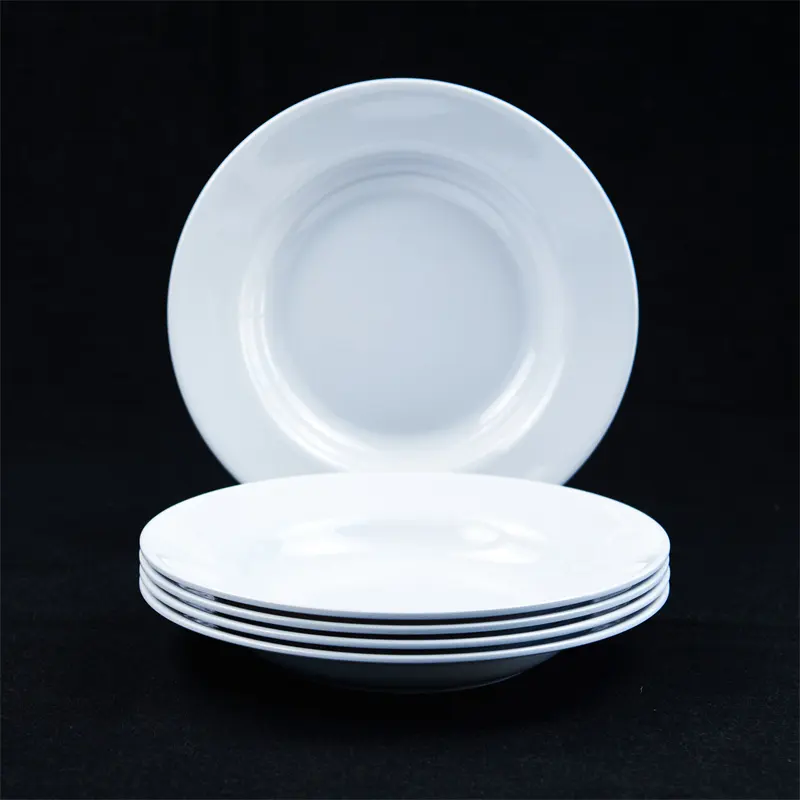 High Quality 9 Inch Melamine Dinner Plate New Design Eco-Friendly White Plate Modern Style Plastic Dish Home Restaurant Use