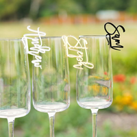 Marqueur de verre à cocktail rond en acrylique PMMA écologique, étiquette personnalisée pour verre à vin avec finition miroir doré et logo personnalisé pour usage en café